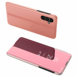 Clear View Case for Samsung Galaxy A14 flip cover pink