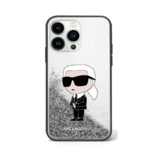 Karl Lagerfeld Ikonik Case Choupette Θήκη προστασίας από Liquid σιλικόνη – iPhone 11 (Clear / Silver Glitter – KLHCN61LKCNSK)