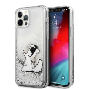 Karl Lagerfeld "Choupette Fun" Hard Case Θήκη προστασίας από σιλικόνη – iPhone 12 Pro Max (Clear/Glitter Silver)