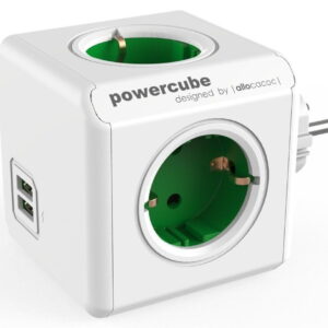 Allocacoc® PowerCube |Original USB| Πολύπριζο 4 θέσεων & 2 USB – Πράσινο – 1202GN/DEOUPC