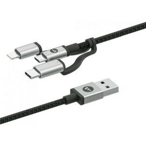 Mophie 3 σε 1 Charging Cable (microUSB / USB-C / Lightning) Αλουμινένιο καλώδιο δεδομένων (1 μέτρο – μαύρο)