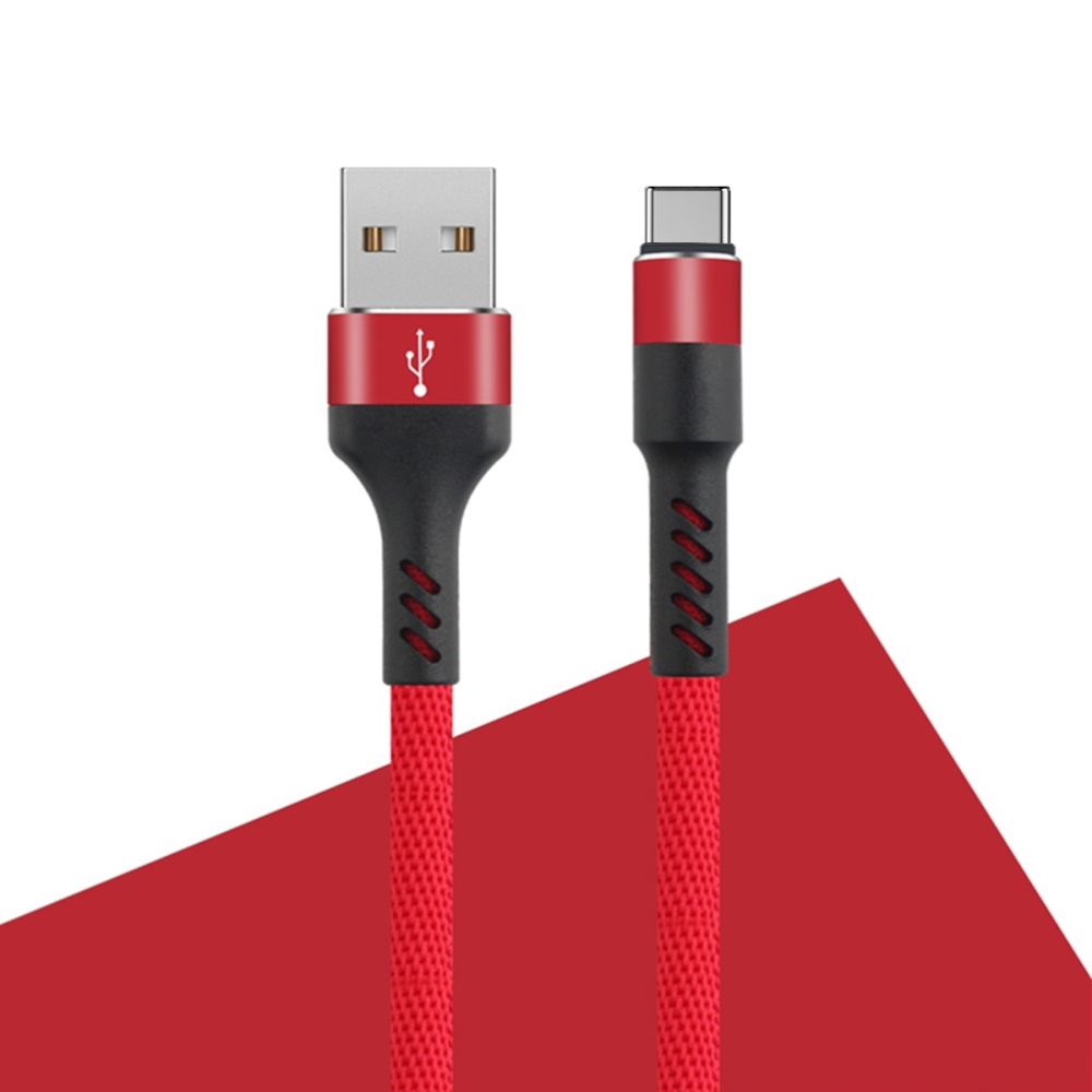 Καλώδιο φόρτισης και μεταφοράς δεδομένων από USB σε USB-C Maxlife 1 μέτρο 2A – κόκκινο nylon