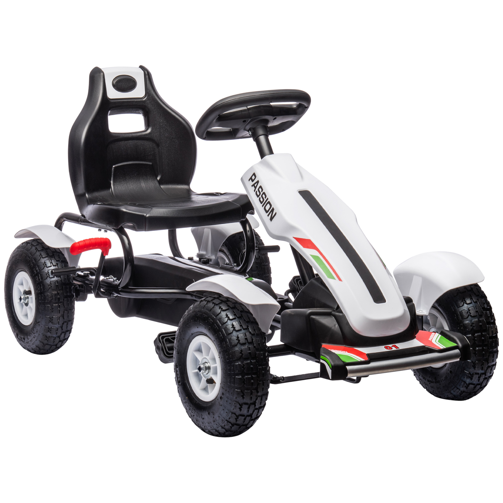HOMCOM Pedal Go Kart για παιδιά 5-12 ετών από πλαστικό και μέταλλο με ρυθμιζόμενο κάθισμα και χειρόφρενο