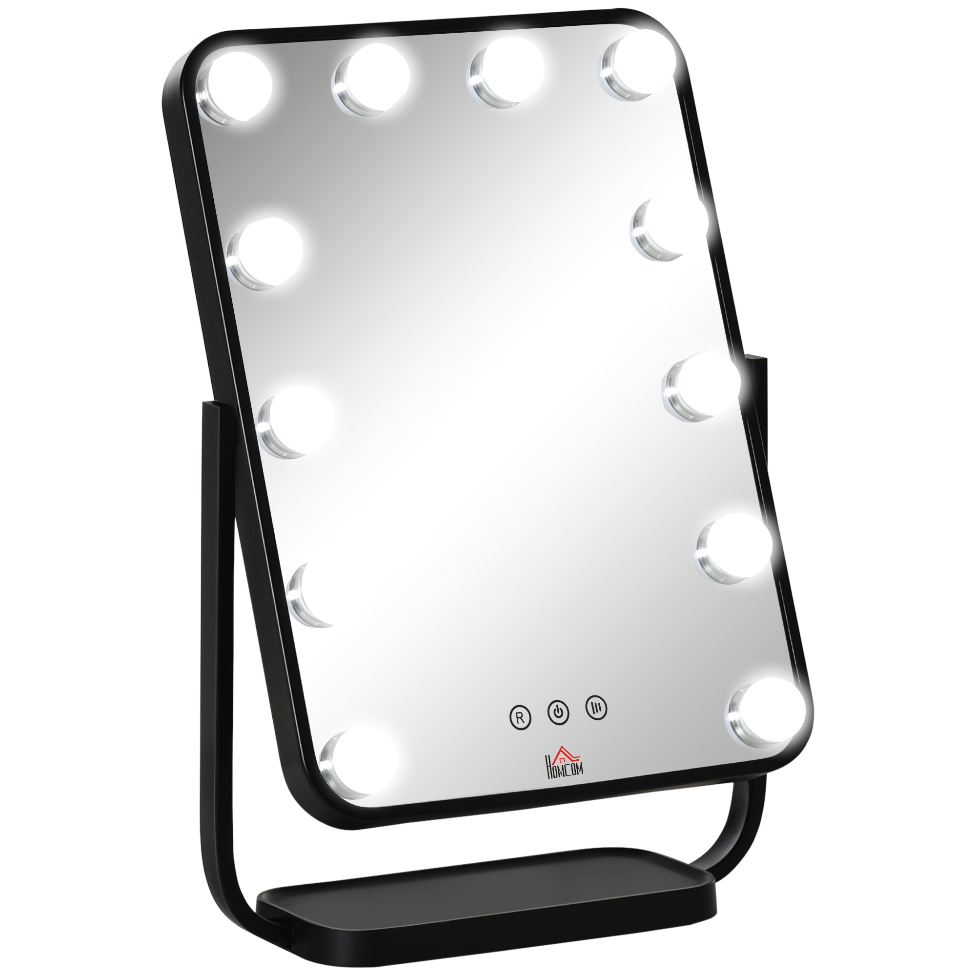 Ανακλινόμενος καθρέφτης μακιγιάζ HOMCOM με 12 φώτα LED και φωτεινότητα; Ρυθμιζόμενο