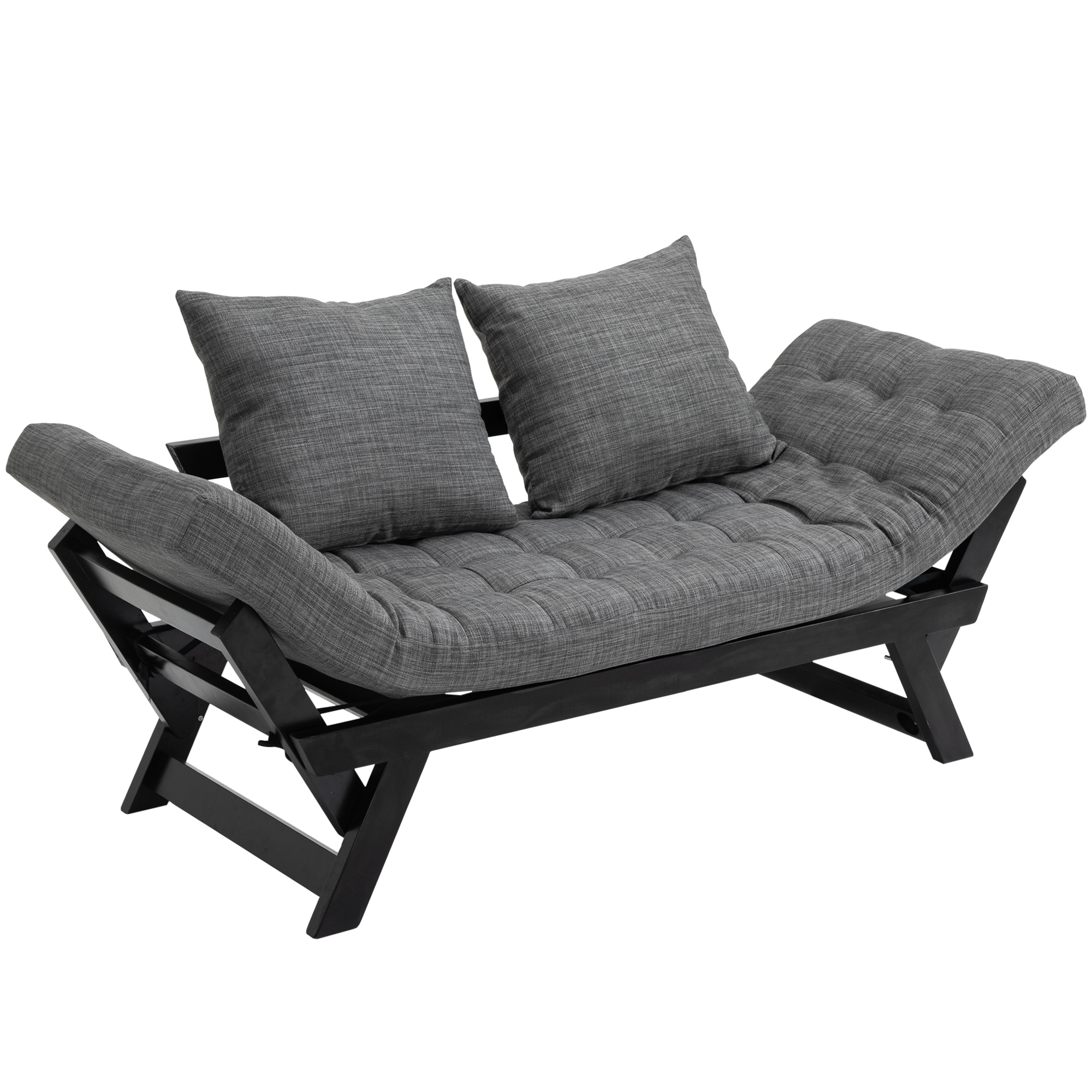 HOMCOM μονός καναπές-κρεβάτι με ρυθμιζόμενα μπράτσα σε 3 θέσεις σε ύφασμα και ξύλο