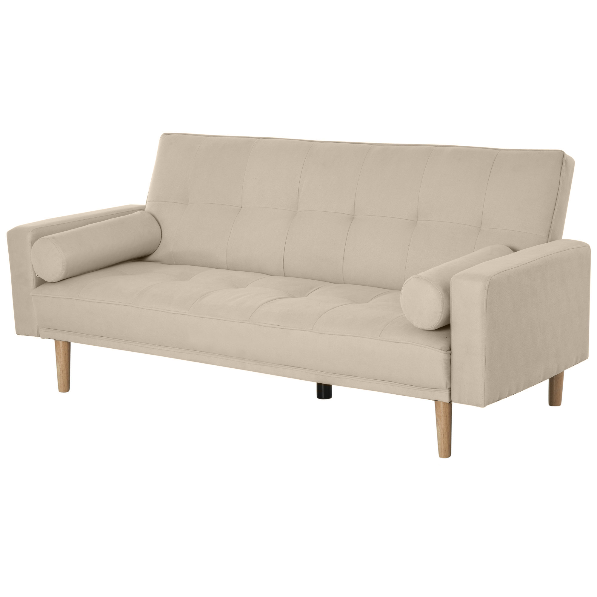 Τριθέσιος καναπές-κρεβάτι Homcom με ρυθμιζόμενη πλάτη σε 3 επίπεδα μπεζ 186 x 84 x 85 cm