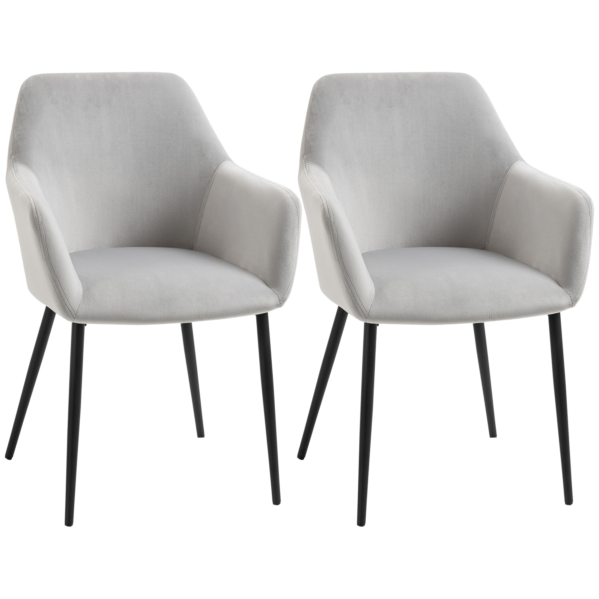 HOMCOM Σετ 2 καρέκλες σαλονιού Nordic με κυρτή πλάτη και μπράτσα και επενδυμένο κάθισμα