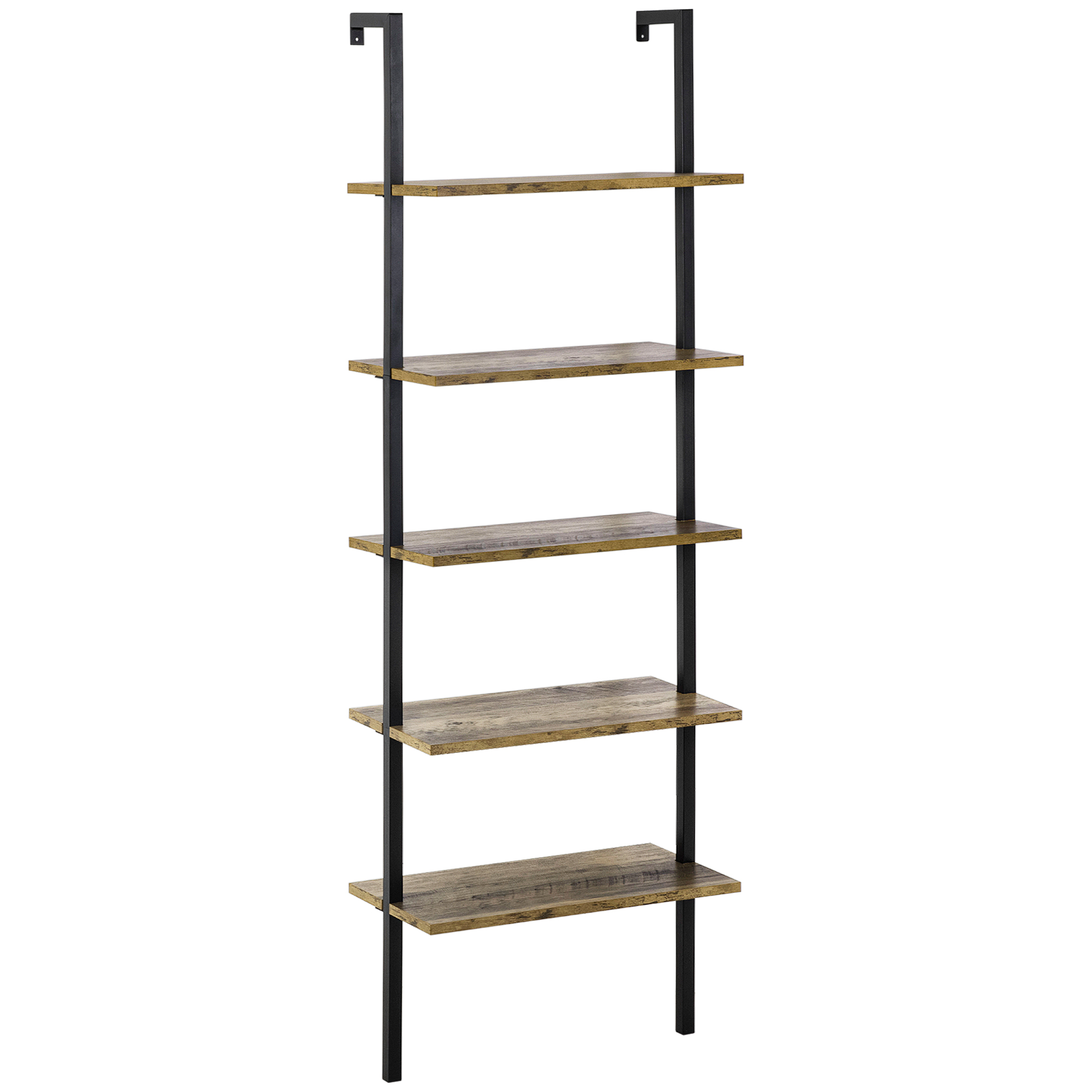 Βιβλιοθήκη HOMCOM Ladder με 5 ράφια σε βιομηχανικό στυλ σε ξύλο και μέταλλο