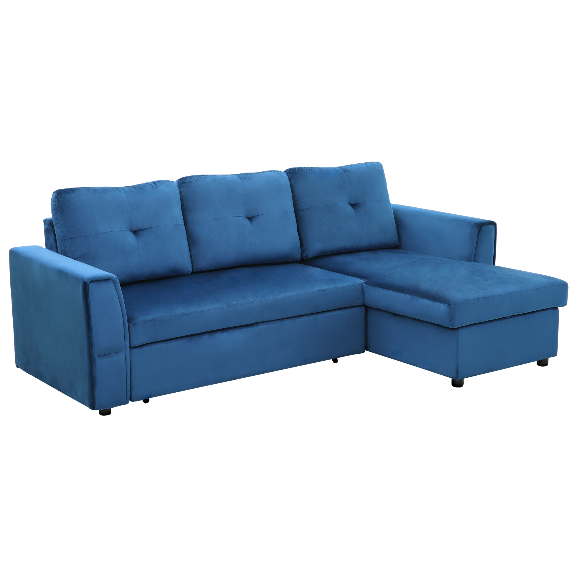 HOMCOM 3θέσιος γωνιακός καναπές-κρεβάτι με βελούδινη ταπετσαρία