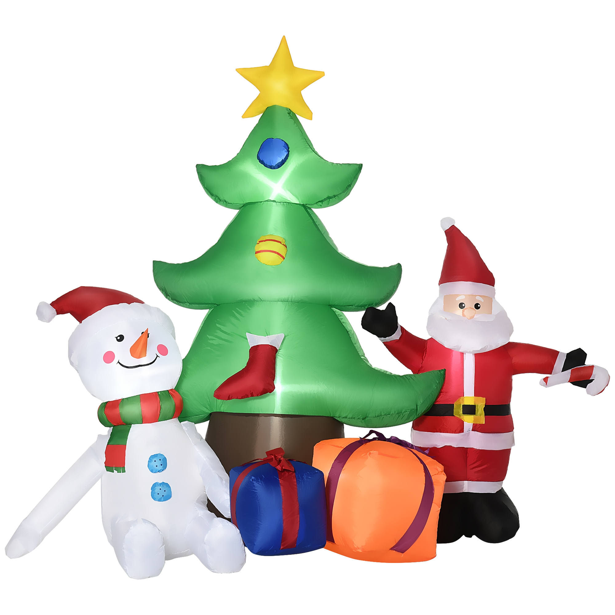 Outsunny Φουσκωτό Χριστουγεννιάτικο Διακόσμηση με Λευκά Φωτάκια LED και Συμπεριλαμβανόμενο Φουσκωτό