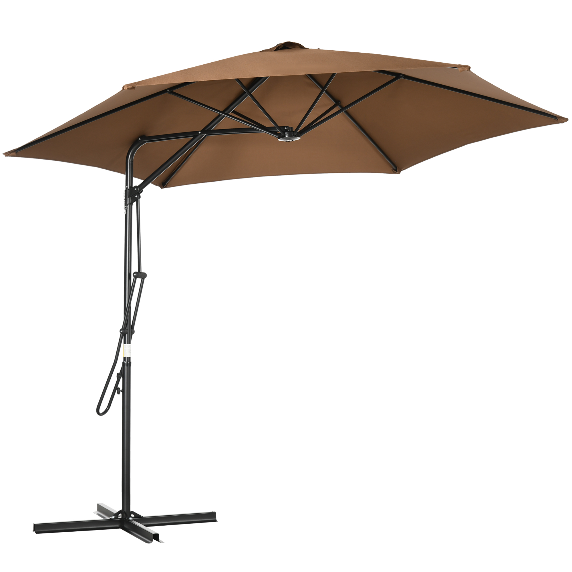 Outsunny Metal and Polyester Garden Parasol 6 Ribs with Cross Base