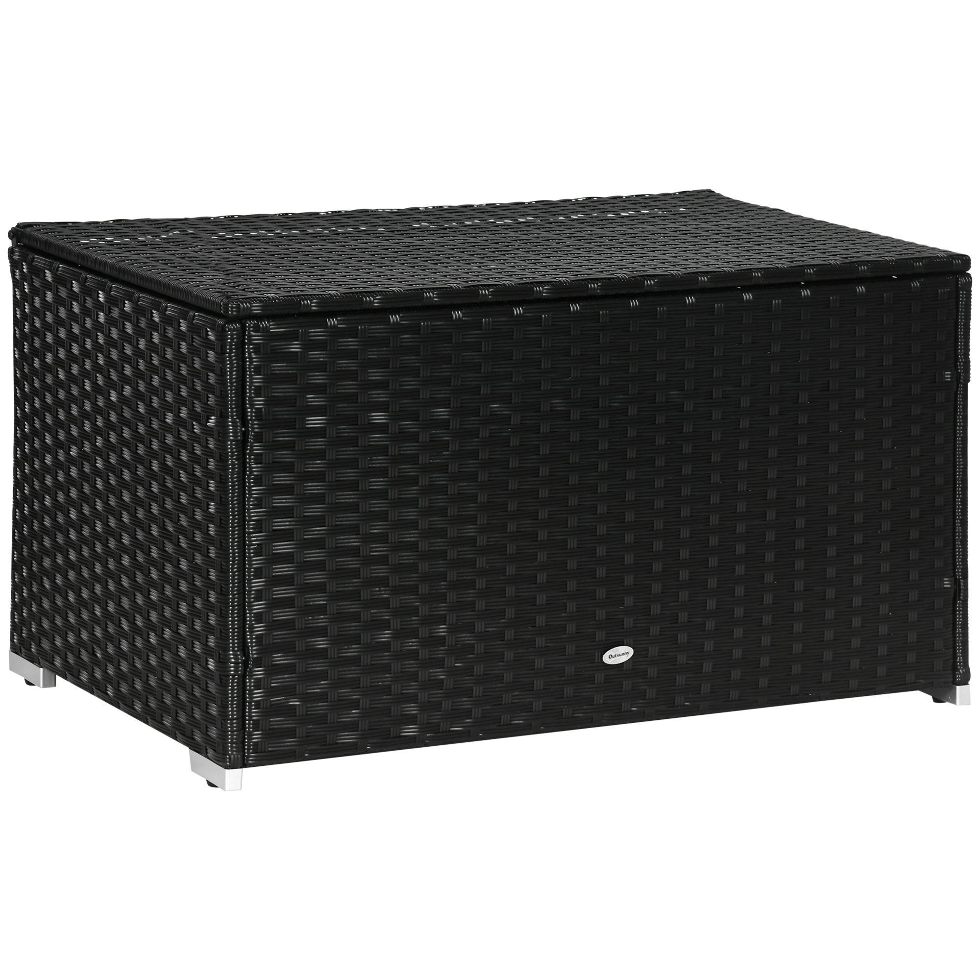 Outsunny Rattan and Steel Garden Storage Box με Καπάκι
