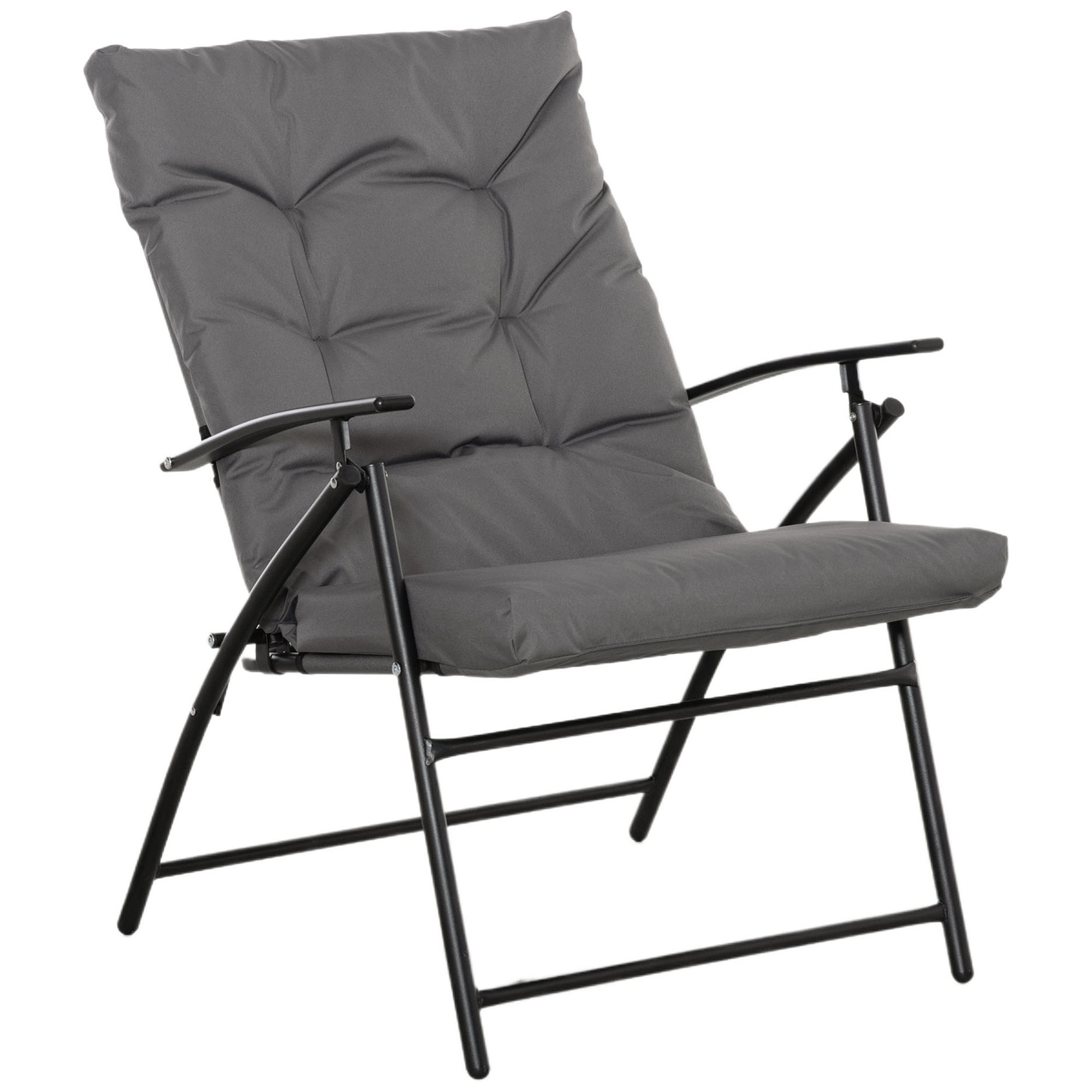 Outsunny πτυσσόμενη καρέκλα κάμπινγκ με ανακλινόμενη πλάτη 2 επιπέδων και αφαιρούμενο μαξιλάρι