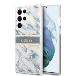 Guess "Marble Collection" Printed Stripe Θήκη προστασίας με όψη μαρμάρου – Samsung Galaxy S22 Ultra (Μπλε/Λευκό)