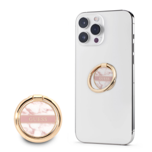 Guess 4G Ring Stand Μοντέρνο Pop Holder για smartphone σε ροζ/χρυσό/μάρμαρο