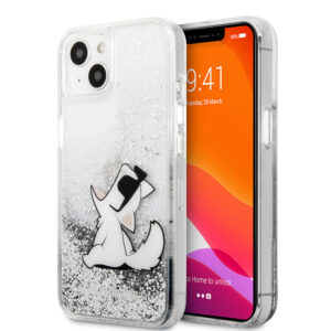 Karl Lagerfeld "Choupette Fun" Hard Case Θήκη προστασίας από σιλικόνη – iPhone 13 (Clear/Glitter Silver)
