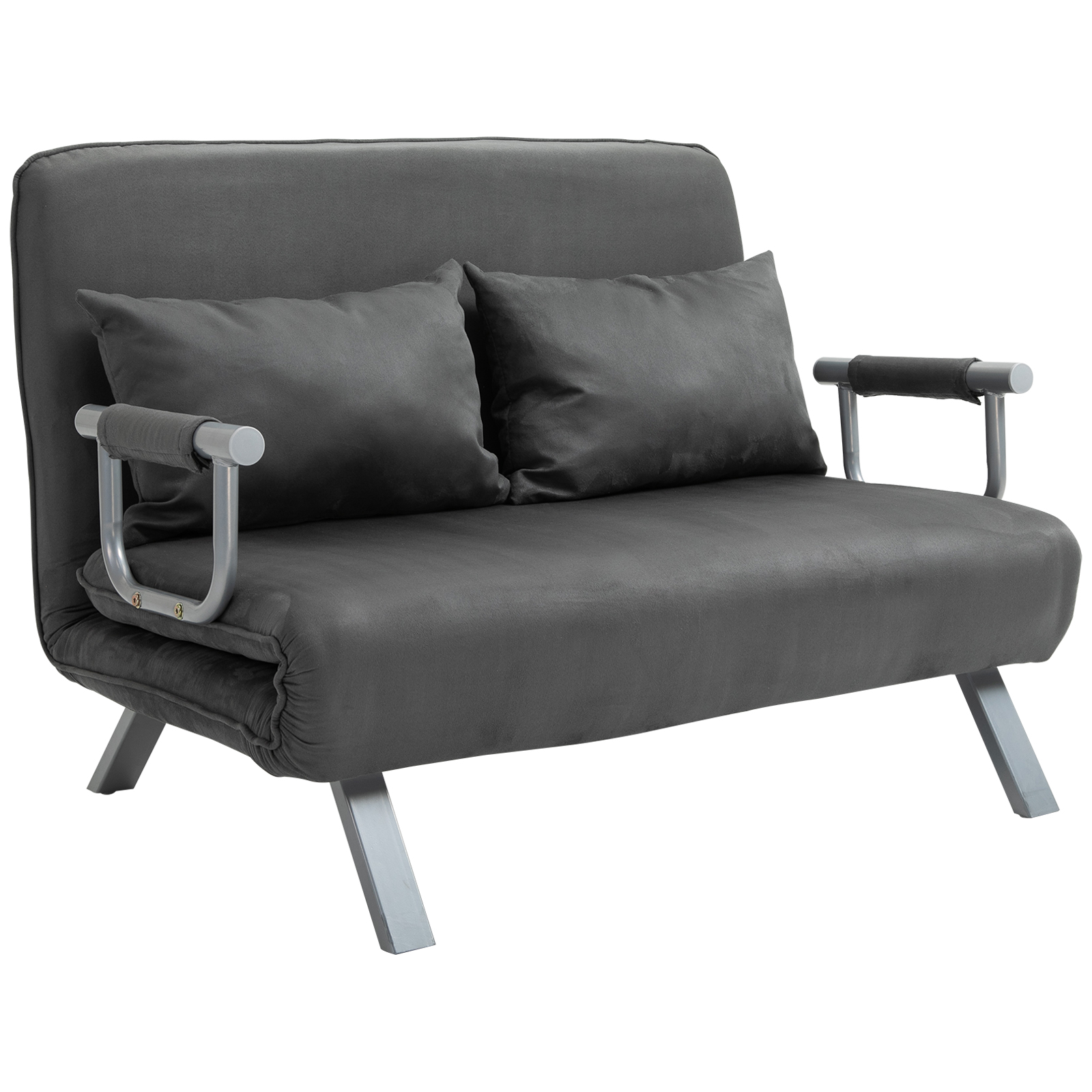 HOMCOM μονός καναπές-κρεβάτι από συνθετικό δέρμα και ατσάλι με ρυθμιζόμενο κάθισμα σε 5 θέσεις