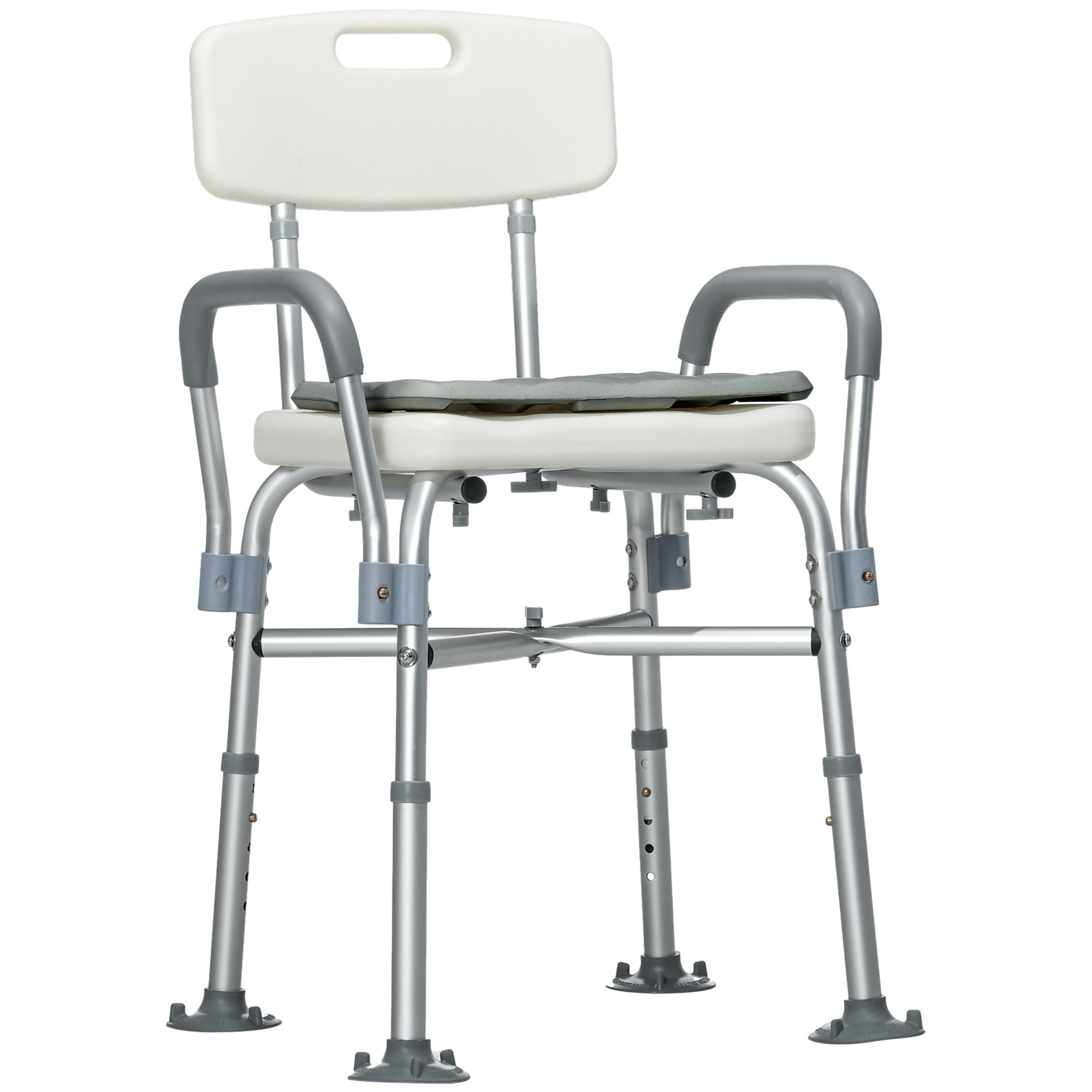 HOMCOM Καρέκλα ντους με ρυθμιζόμενο ύψος με μπράτσα και αφαιρούμενο μαξιλάρι 53