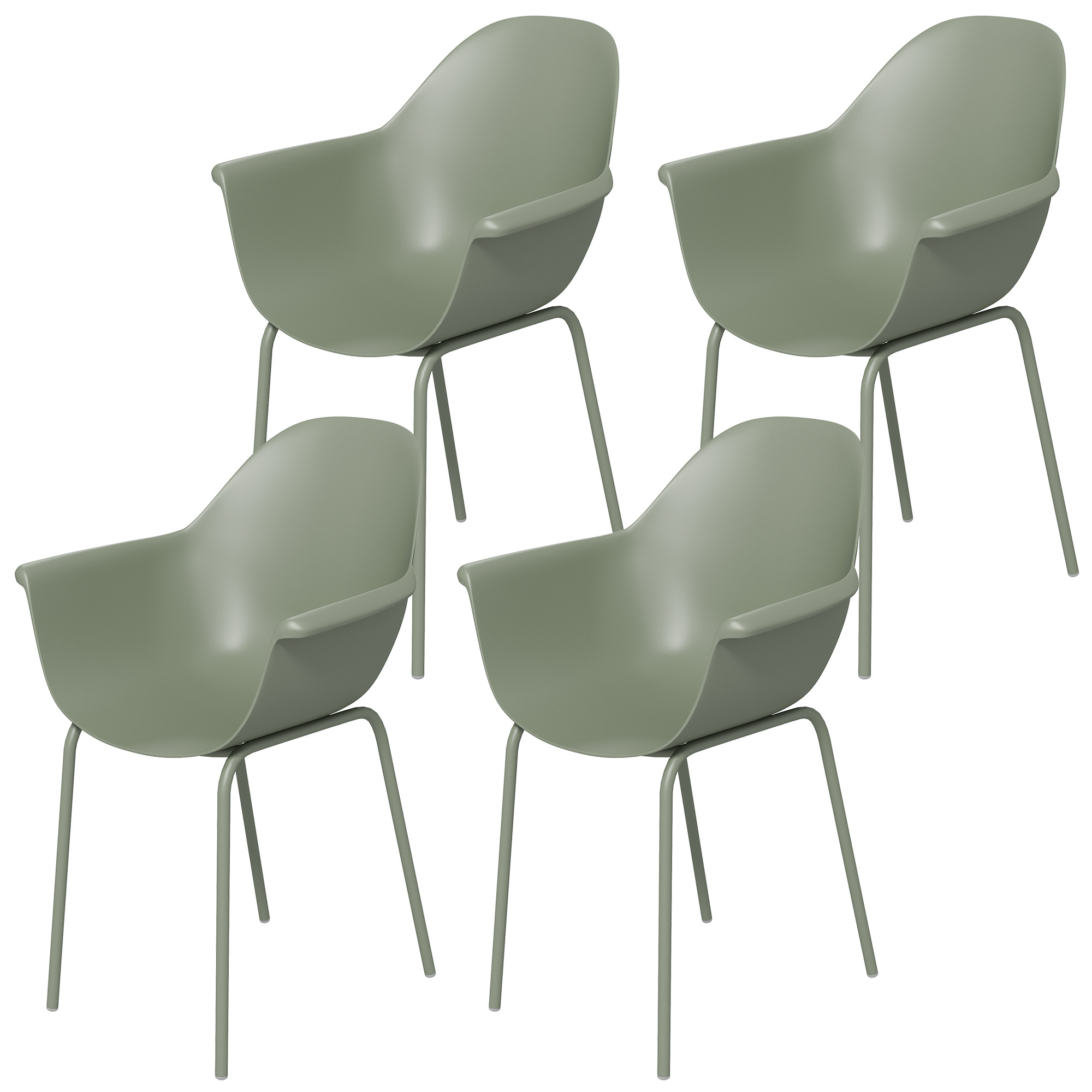 Outsunny Σετ 4 στοιβαζόμενες καρέκλες κήπου με αντιολισθητικά πόδια