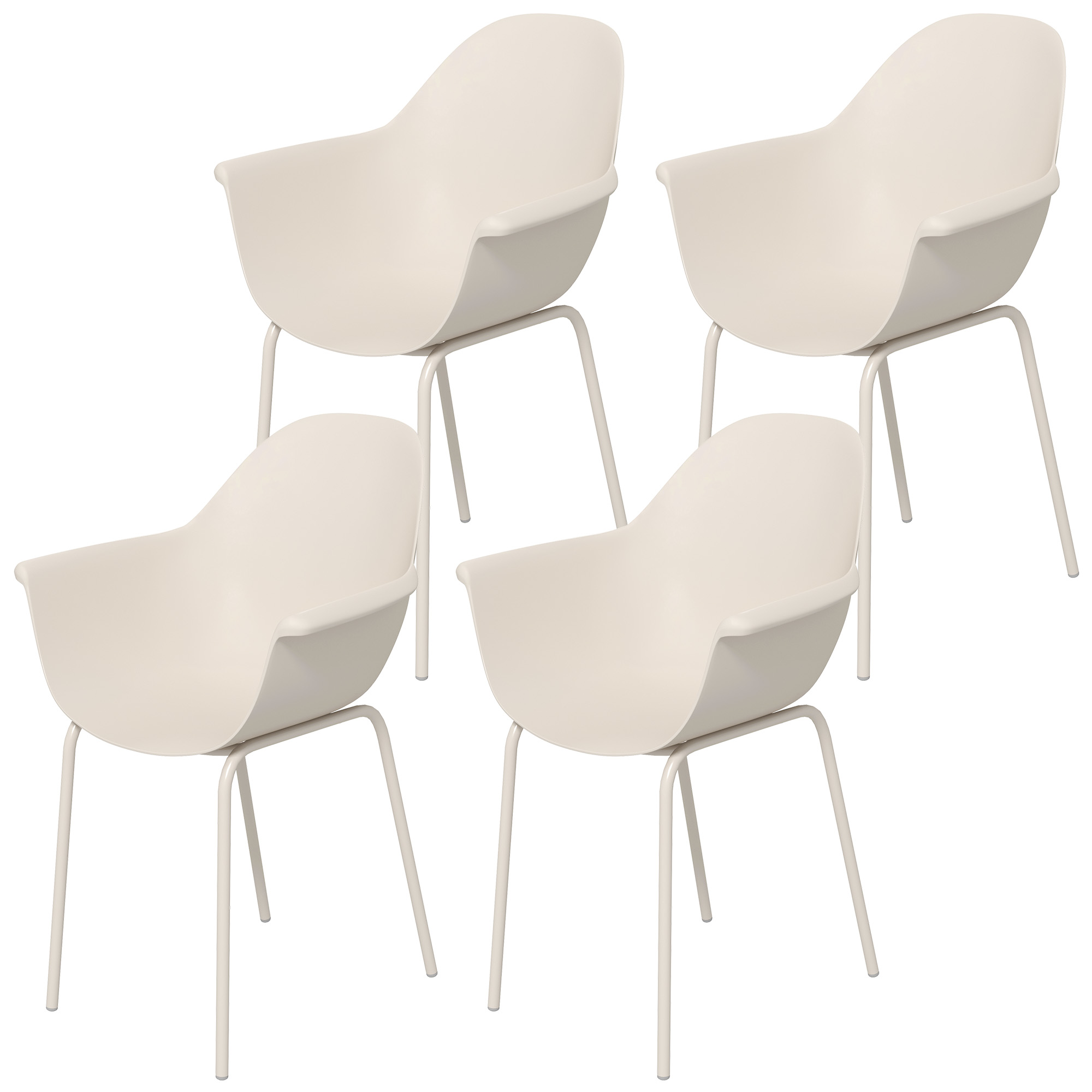 Outsunny Σετ με 4 στοιβαζόμενες πλαστικές καρέκλες με αντιολισθητικά πόδια