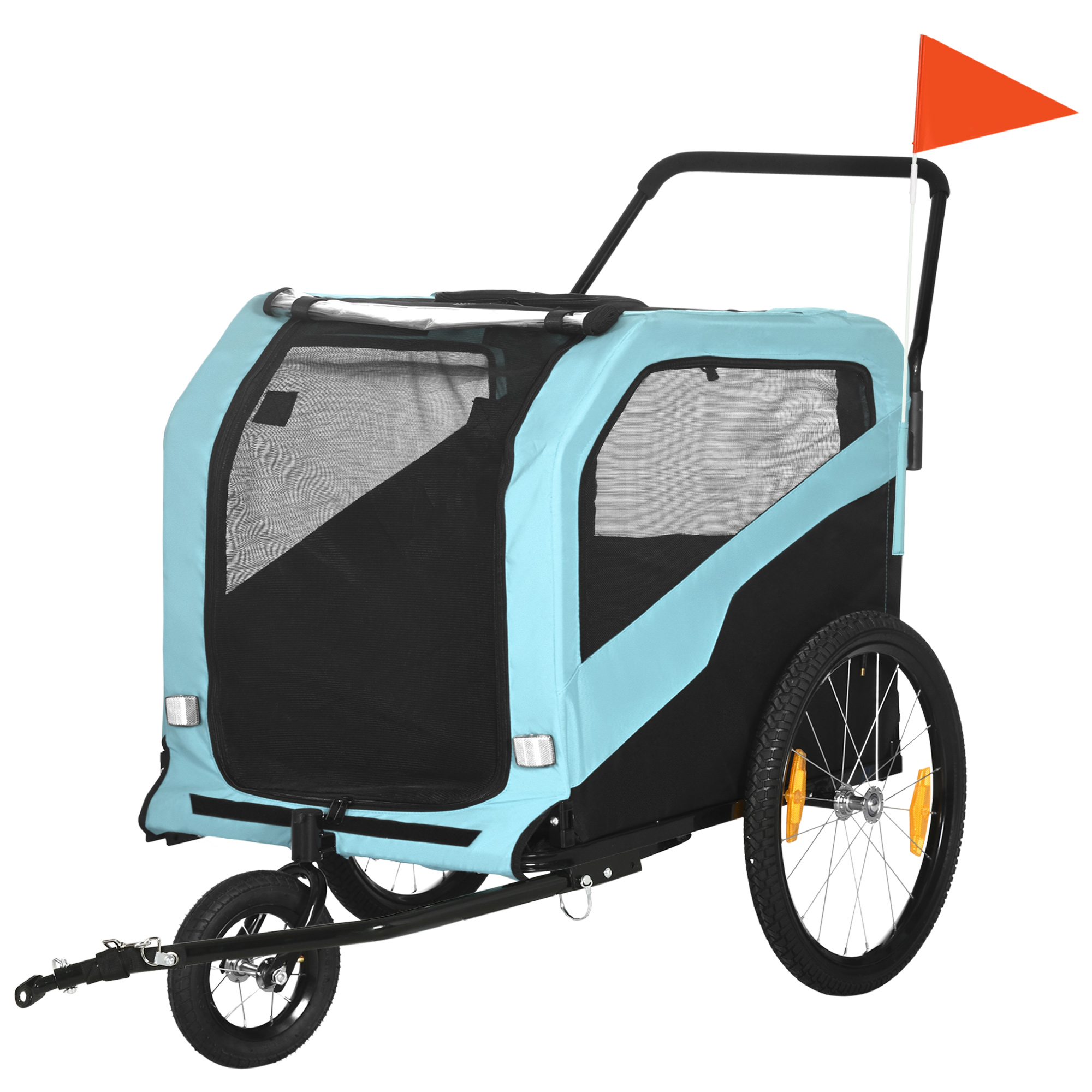 PawHut Bike Trailer για σκύλους 30kg max με 2 εισόδους και τσέπες αποθήκευσης