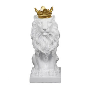 Διακοσμητικό Λιοντάρι Πολυρητίνης 17.5 x 12.5 x 29 cm Χρώματος Λευκό Home Deco Factory HD1335