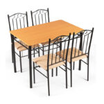 Σετ Τραπεζαρίας με Μεταλλικό Ορθογώνιο Τραπέζι 107 x 70 x 76 cm και 4 Καρέκλες Costway HW61392