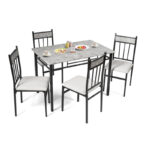 Σετ Τραπεζαρίας με Μεταλλικό Ορθογώνιο Τραπέζι 107 x 70 x 76 cm και 4 Καρέκλες Costway HW61424