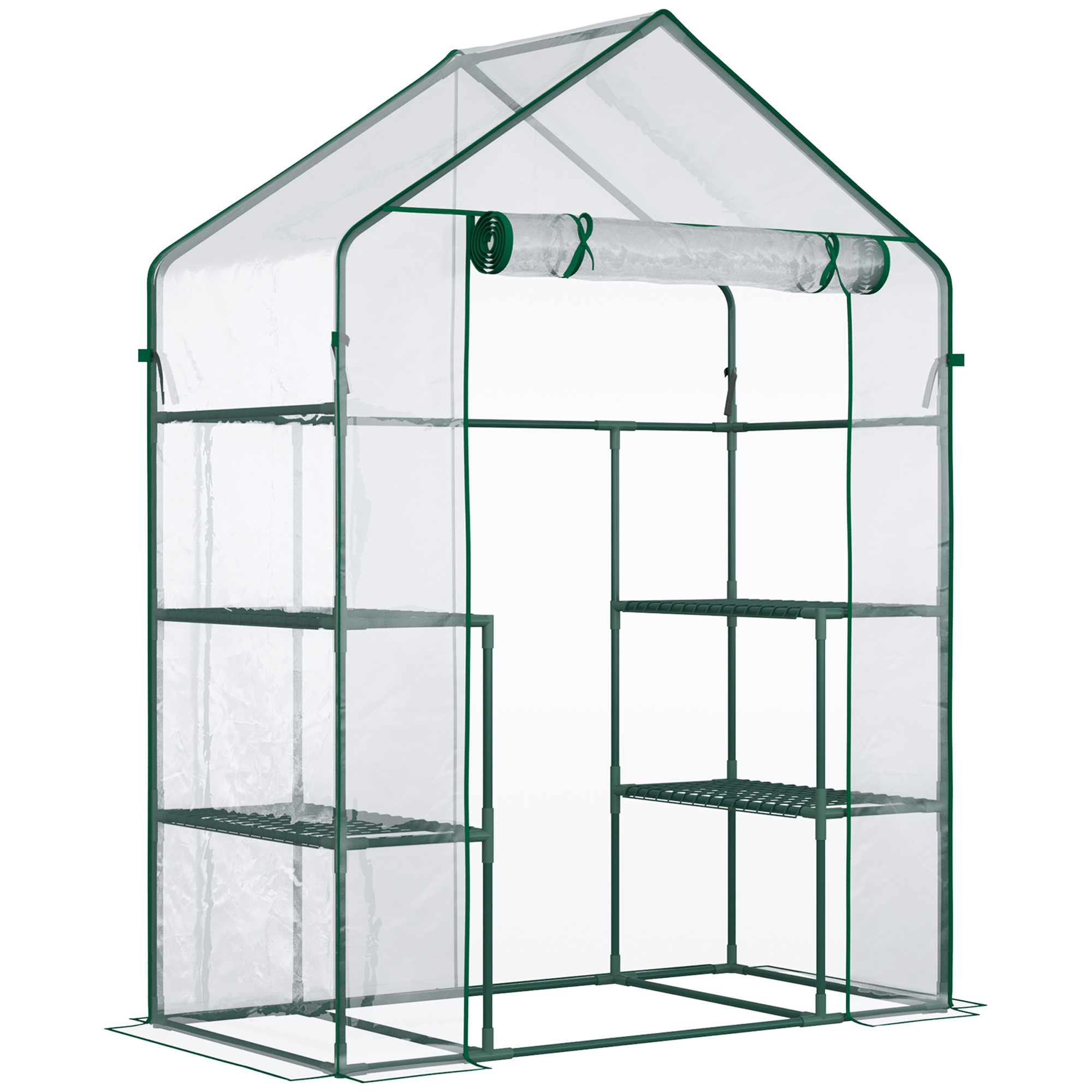 Outsunny Garden Greenhouse σε Αδιάβροχο και Anti UV PE με εξαρτήματα τοποθέτησης
