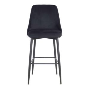 Σκαμπό μπαρ Zedna pakoworld μαύρο βελούδο με μαύρα μεταλλικά πόδια 52x57x111εκ-357-000017