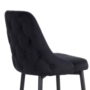 Σκαμπό μπαρ Zedna pakoworld μαύρο βελούδο με μαύρα μεταλλικά πόδια 52x57x111εκ-357-000017