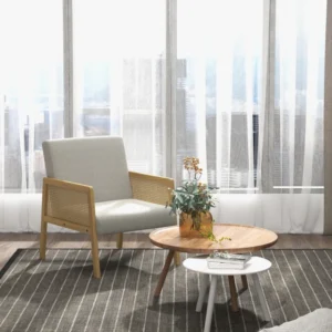 HOMCOM HOMCOM πολυθρόνα σε στυλ Boho για σαλόνι και κρεβατοκάμαρα από πολυεστέρα με ξύλινα υποβραχιόνια, 65,5x72x78 cm, Γκρι 839-816V00LG - Image 3