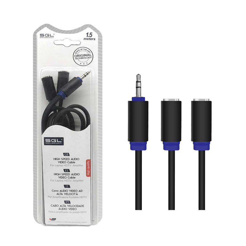 Καλώδιο ήχου Jack 3.5mm - A1528 - Male/2xFemale - 1.5m - 096261 Καλώδιο ήχου Jack 3.5mm - A1528 - Male/2xFemale - 1.5m - 096261