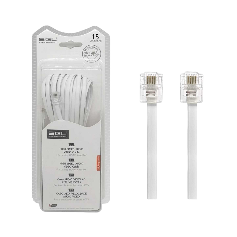 Καλώδιο γραμμής τηλεφώνου πλακέ - 6P4C - 15m - 097039 Καλώδιο γραμμής τηλεφώνου πλακέ - 6P4C - 15m - 097039