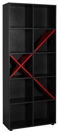 ΡΑΦΙΕΡΑ ΜΕ ΔΕΚΑ  ΡΑΦΙΑ 75x30x188 εκ ANTHRACITE/RED