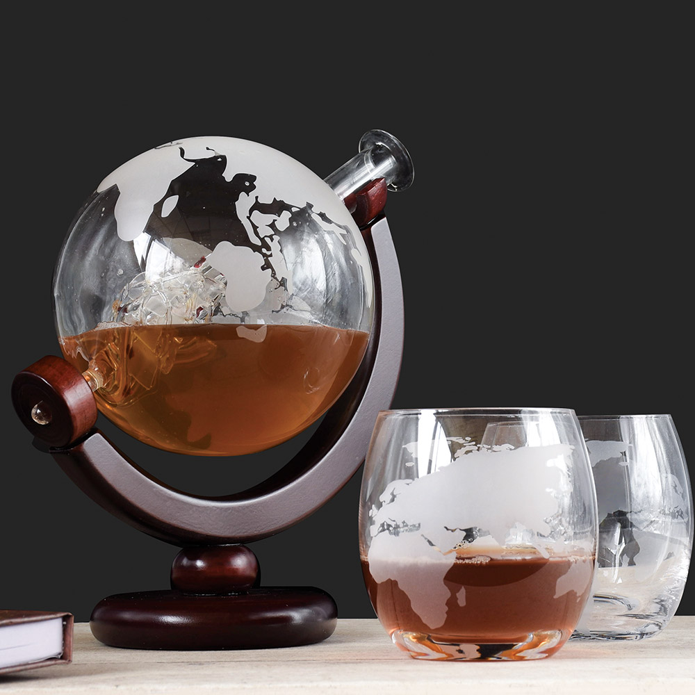 The Source Globe Decanter with Glasses - Σετ Κανάτα Υδρόγειος με 2 ποτήρια