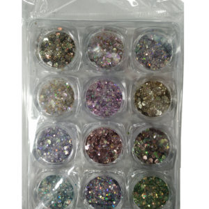 Σετ Glitter νυχιών Nail Art - Παλέτα - Glitter DJ - 12pcs - 910570 - Image 2