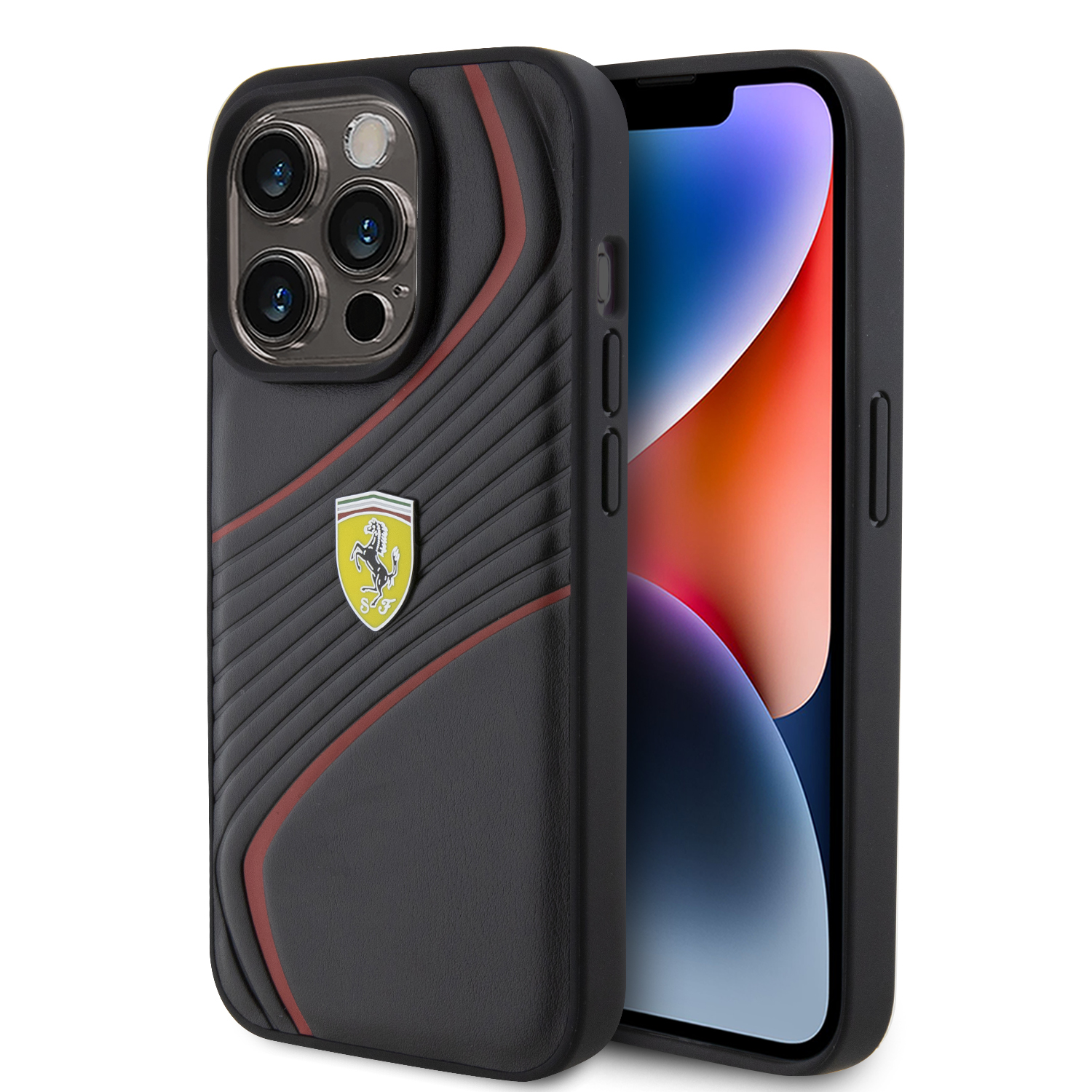 Ferrari Twist Metal Logo Hard Case Θήκη προστασίας από δερματίνη – iPhone 15 Pro (Black – FEHCP15LPTWK)