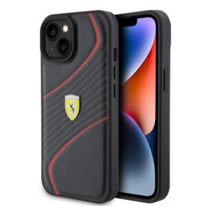 Ferrari Twist Metal Logo Hard Case Θήκη προστασίας από δερματίνη – iPhone 15 (Black – FEHCP15SPTWK)