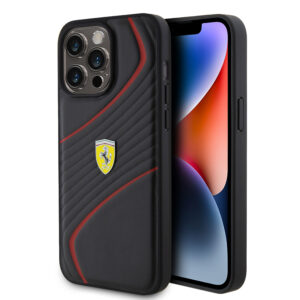 Ferrari Twist Metal Logo Hard Case Θήκη προστασίας από δερματίνη – iPhone 15 Pro Max (Black – FEHCP15XPTWK)