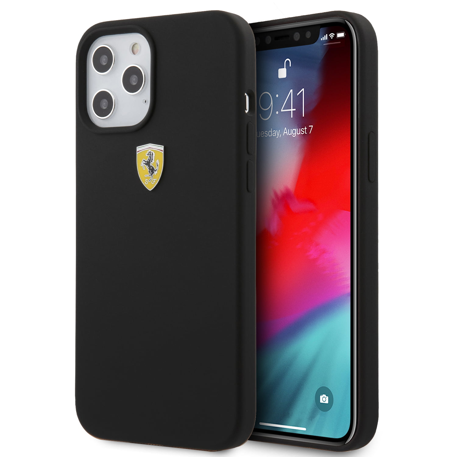 Ferrari "On Track" Liquid Silicone Case Θήκη προστασίας – iPhone 12 Pro Max (Μαύρη/3D Logo)