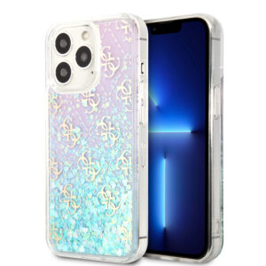 Guess "4G Logo Collection" Θήκη προστασίας από Liquid Glitter σιλικόνη – iPhone 13 Pro (Iridescent/Pink)