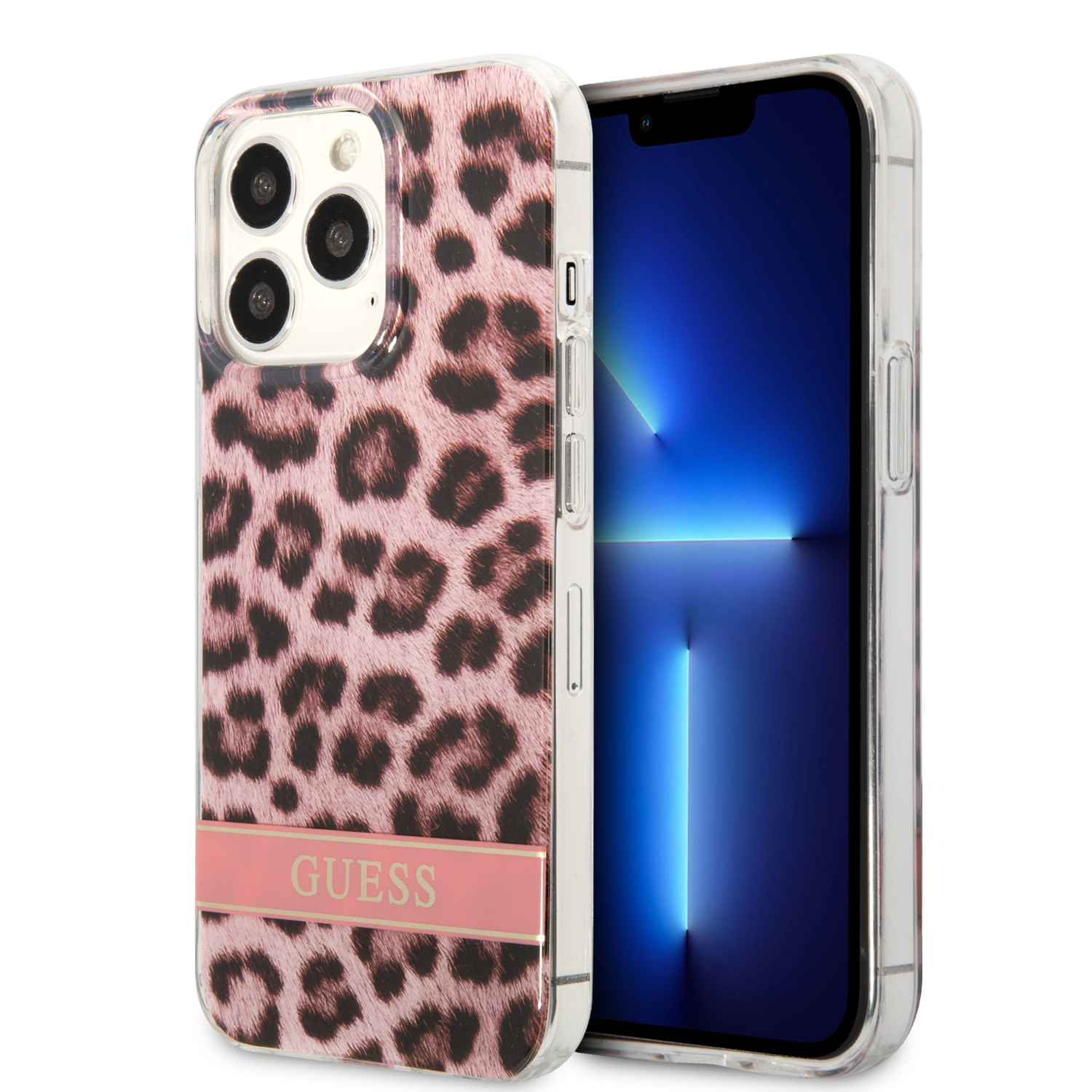 Guess Leopard Electro Stripe Hard Case Θήκη προστασίας με animal print σχεδίαση για iPhone 13 Pro Max (Ροζ/Leopard)