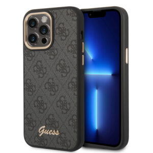 Guess “4G Logo Collection” Script Metal Logo Θήκη προστασίας από δερματίνη – iPhone 14 Pro Max (Μαύρο)