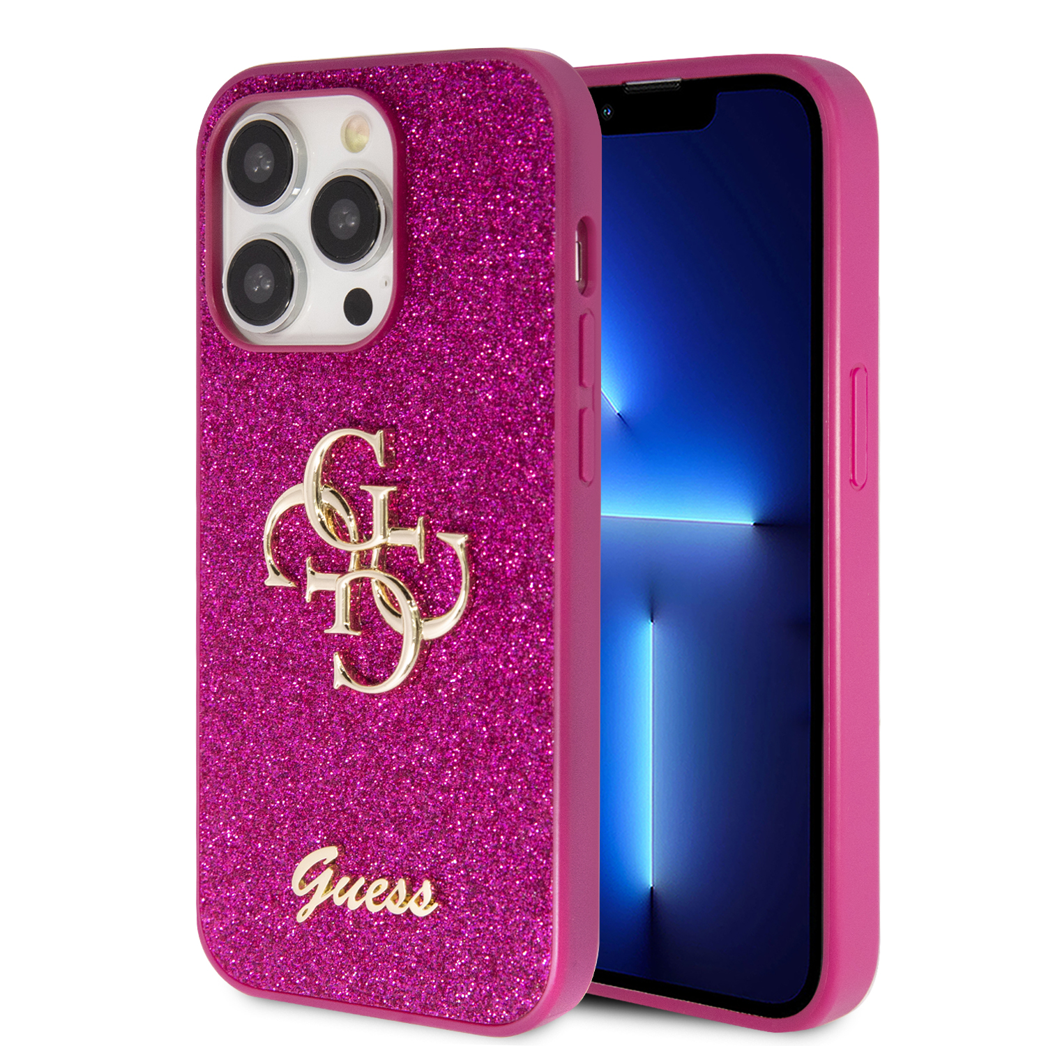 Guess Fixed Glitter 4G Logo Case Θήκη προστασίας από σιλικόνη – iPhone 15 Pro (Purple – GUHCP15LHG4SGU)