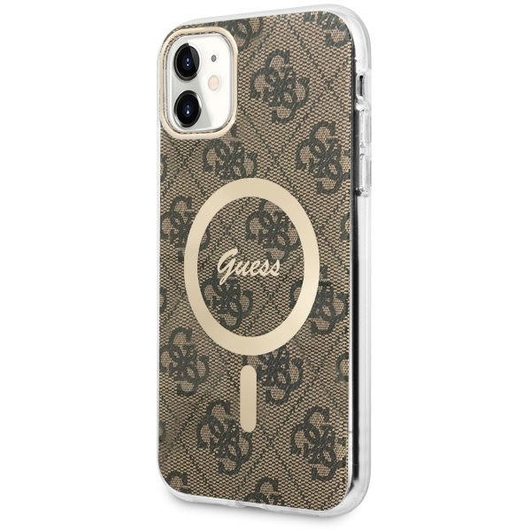 Guess "4G Logo Collection" MagSafe Ring Stand Hard Case Θήκη προστασίας από σκληρό πλαστικό – iPhone 11 (Καφε – GUHMN61H4STW)