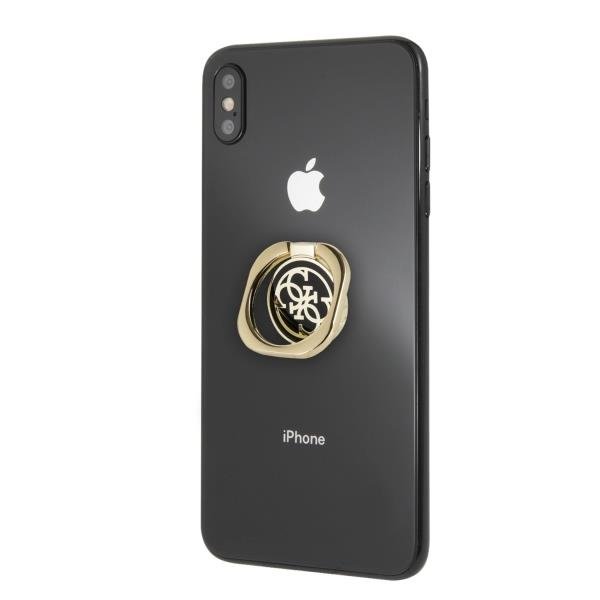 Guess 4G Ring Stand Μοντέρνο Pop Holder για smartphone σε μαύρο/χρυσό