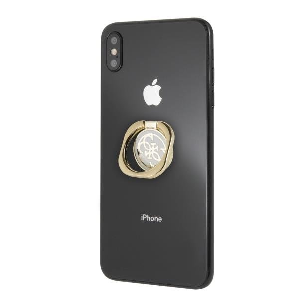Guess 4G Ring Stand Μοντέρνο Pop Holder για smartphone σε λευκό/χρυσό