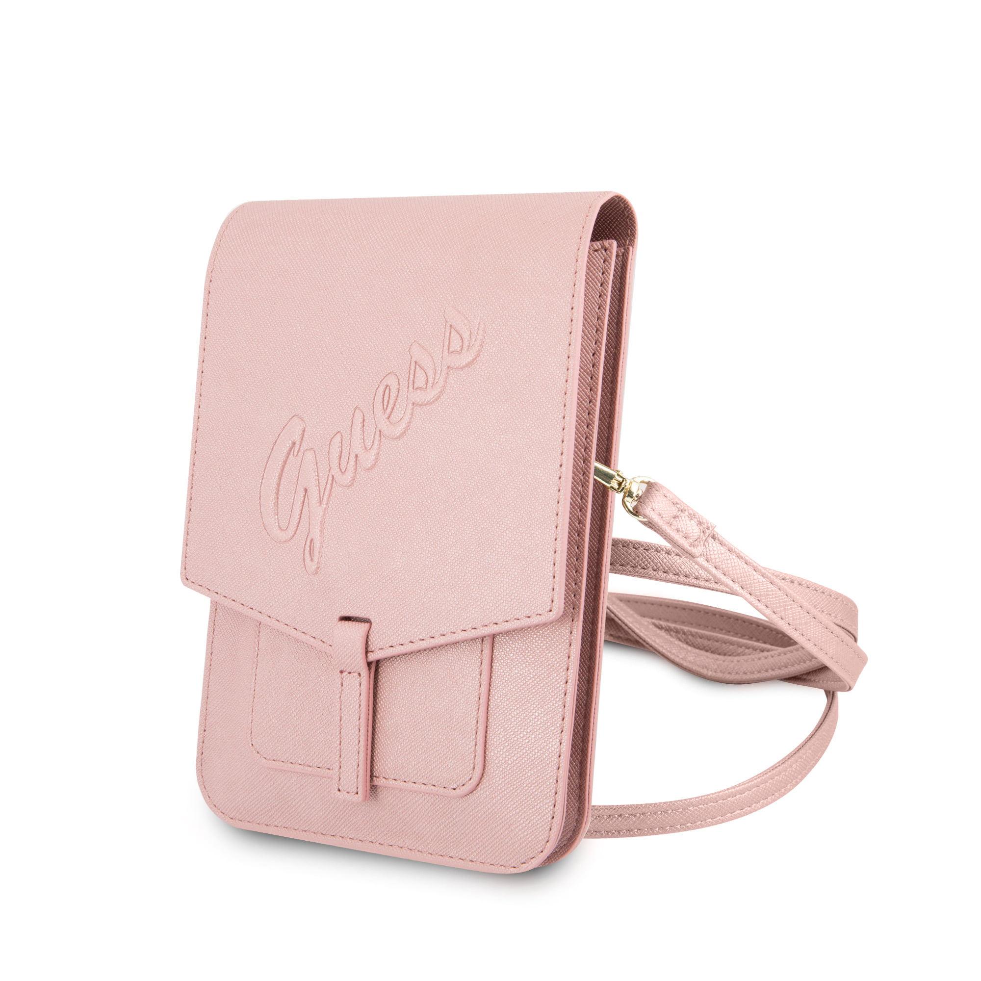 Guess Saffiano Script Logo Bag Τσαντάκι clutch κατάλληλο για smartphone (Pink - GUWBRSAVSPI)