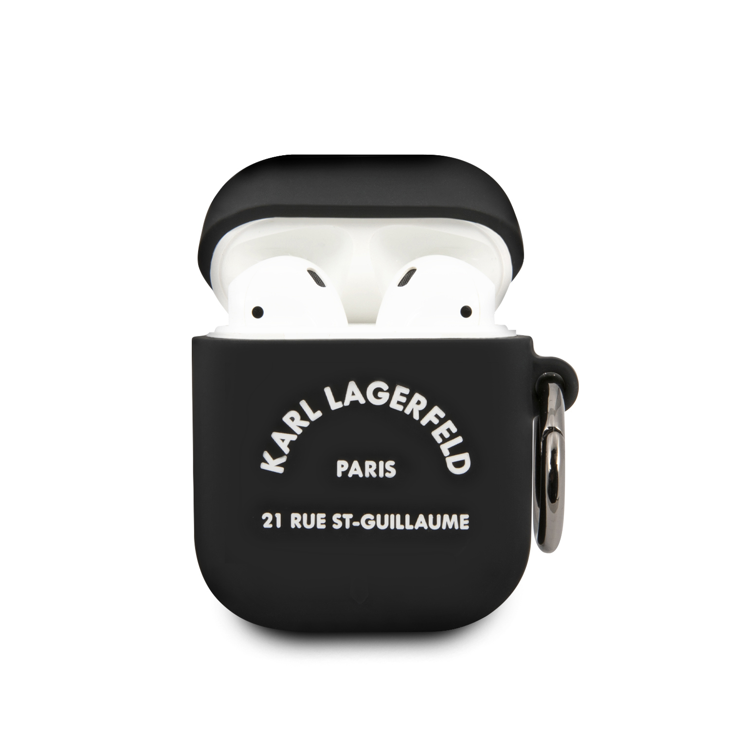 Karl Lagerfeld “St.Guillaume Logo Collection” Θήκη προστασίας από σιλικόνη για Apple Airpods 1/2 (Μαύρη - KLACA2SILRSGBK)